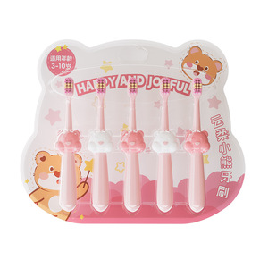 Mini brosse à dents pour enfants en forme d'ours, lot de 5, poils doux, pour les 3-10 ans, usage domestique - Product Image 2