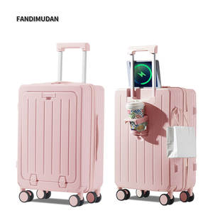 Set di valigie <span class=keywords><strong>da</strong></span> <span class=keywords><strong>viaggio</strong></span> per il tempo libero <span class=keywords><strong>da</strong></span> 20/24/26 pollici con apertura frontale alla moda Trolley con portapacchi Stand-alone incorporato - Product Image 3