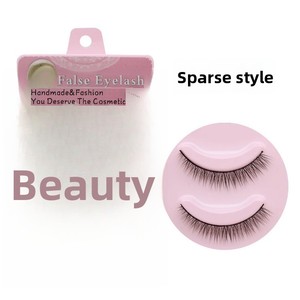 Faux <span class=keywords><strong>cils</strong></span> <span class=keywords><strong>de</strong></span> style japonais, 5 paires, à extrémités effilées, volumineux, naturels, épars et denses, 2 styles, bande noire en plastique - Product Image 1