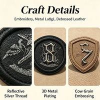 Étiquette en cuir PU gaufré effet grain de vache vintage avec drapeau Union Jack pour pantalons de travail et vêtements décontractés – Idéale pour le branding