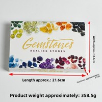 HZ Wholesale Boîte mystère asymétrique Cœur de lune pour enfants, ensemble de Noël de 24 boîtes d'échantillons de gravier poli en cristal naturel gravé