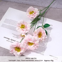Fleurs artificielles d'hibiscus à 6 têtes pour mariage, décoration intérieure, arrangements floraux DIY, moulage par injection, toile de fond de fête, mur floral, vente en gros