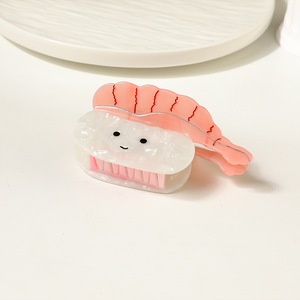 Nouvelle crevette Sushi acétate épingle à cheveux rose doux pince à cheveux dos de la tête épingle à cheveux requin pince coiffure mignon cheveux accessoires - Product Image 6