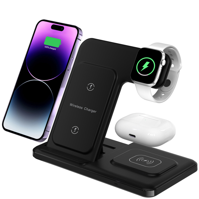 2026 Travel Portable 3 in 1 Wireless Fast Charger for Android Charging Station for iPhone17 16 15 14 13 12 for iWatch Series