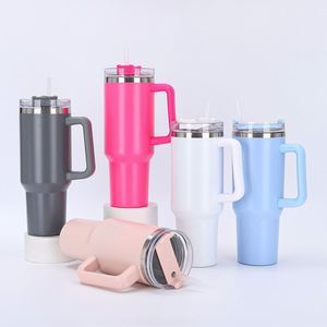Gobelet isotherme en acier inoxydable 18/8 de 40 oz avec poignée et paille, bouteille d'eau métallique, tasses à sublimation, vente en gros - Product Image 3