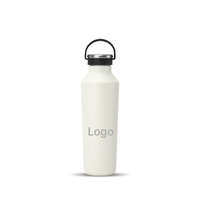 Gourde sportive isotherme en acier inoxydable à surface mate avec poignée en silicone, compatible voiture, bouteille portable
