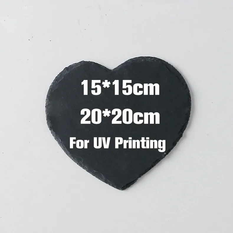 Grosir cetakan UV Slate kosong 6 inci 8 inci bingkai foto Batu plak bentuk hati untuk pernikahan Hari Valentine