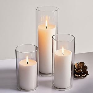 Bougie blanche en cire de <span class=keywords><strong>soja</strong></span> dans des supports en verre transparent pour les centres de table de mariage - Product Image 4
