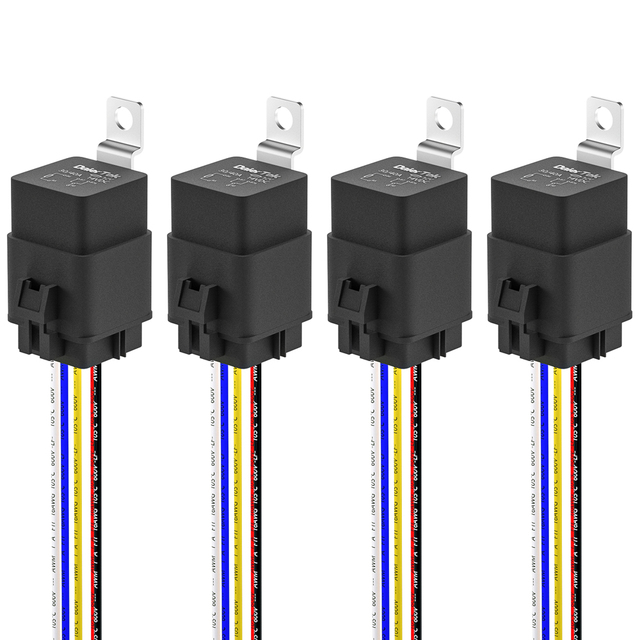 12V 5Pins Auto Relay Waterproof IP67 Relay with Socker and Wires Heavy-Duty 40A for Car Marine Boat RV