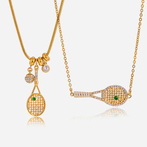 Collier pendentif en acier inoxydable avec zircon et serti pavé, design géométrique, bijoux de fête pour femme - Product Image 1