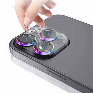 Groothandel Originele Kleur Metalen Ring Gehard Glas Camera Lens Film Schermbeschermer Voor Iphone 13 Pro 14 Pro 15 Pro Max Modellen