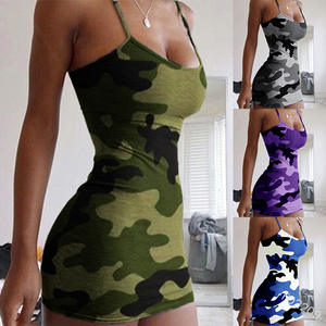 Tricotage d'été pour femmes européennes et américaines avant naturel lavable <span class=keywords><strong>Camouflage</strong></span> imprimé Mini <span class=keywords><strong>robe</strong></span> <span class=keywords><strong>moulante</strong></span> coupe ajustée - Product Image 3