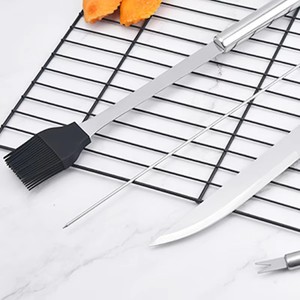 Juego de Utensilios para Barbacoa Coreanos Portátiles de 9 Piezas de Acero Inoxidable, Pinchos Largos, Pinzas Resistentes al Calor, Fáciles de Limpiar, Utensilios para Barbacoa al Aire Libre y para Acampar - Product Image 2