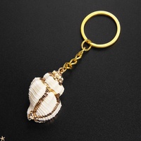 Porte-clés en métal doré, pendentif coquillage de plage, accessoire artisanal, anneau pour clés de voiture