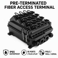 Terminal de Acceso de Fibra Óptica Preterminado para Exteriores IP65, 16 Núcleos, Preconectado SC APC UPC FC FTTH, Montaje en Poste, Pared o Aéreo
