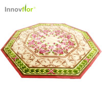 Tapis en laine de luxe à poils longs antidérapants avec motif floral personnalisé, tissés à la main