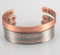 Bracelet en cuivre personnalisé Energinox avec message motivant, gravure au laser personnalisée, logo inspirant, blancs pour gravure