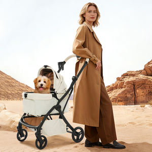 Carrinho de Cachorro Personalizado Branco Carrinho de Animais de Estimação Carrinho de Gato Dobrável para Viagem Durável com 4 Rodas - Product Image 2