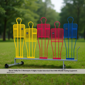Chariot à roulettes pour 5 mannequins, 4 hauteurs réglables, en acier galvanisé, avec roues, équipement d'entraînement - Product Image 3