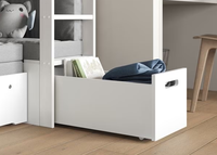 Lit superposé moderne en bois massif réglable et durable avec bureau futon, écologique, pour chambre d'enfant, salon, usage scolaire, blanc