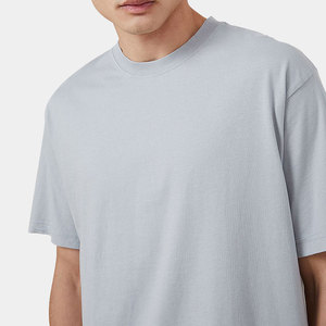 Camiseta de Verano de Diseño Urbano, Casual, Lisa, 100% Algodón, Cuello Redondo, Oversize, Corta, Estilo Boxy para Hombre - Product Image 3