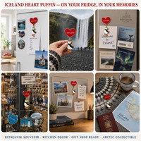 Offre Spéciale Aimant de Réfrigérateur Personnalisé en Émail Souple Coloré, Motif Mouette d'Islande, Breloque Métallique en Forme de Cœur, Décoration d'Intérieur, Souvenir Touristique