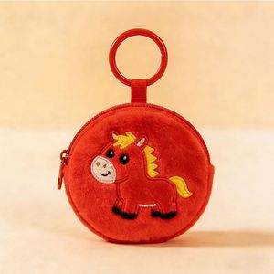 2026 OEM Custom Horse Zodiac <b>Plush</b> Coin <b>Purse</b> Keychain Chinese New Year Gift Stuffed Coin <b>Purse</b> Pendant for Retail & Bulk Orders - Product Image 1