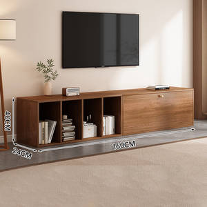 Soportes de <span class=keywords><strong>TV</strong></span> extensibles rectangulares minimalistas de nogal con 3 cajones para sala de estar Muebles Unidad de <span class=keywords><strong>TV</strong></span> Gabinete de centro de entretenimiento - Product Image 2