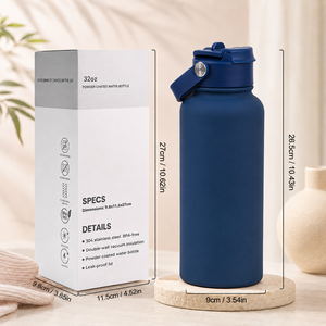 Custom Logo Modern 1L Stainless Steel Double Wall Insulated Vacuum <b>Ceramic</b> Inner Flask 500ml 1000ml Powder Coated Camping Sports - Product Image 5