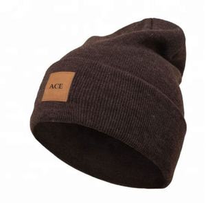 <b>Mens</b> Custom Beanie Leather Patch Wholesale Plain Knitted Beanie Skull Cap,beanie <b>Hats</b> - Product Image 2