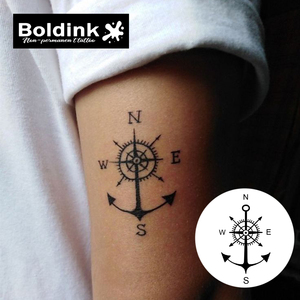 <span class=keywords><strong>Tatuaje</strong></span> Semipermanente Personalizado <span class=keywords><strong>de</strong></span> Ancla Náutica y Brújula, Arte Corporal Realista, Resistente al Agua, Larga Duración (2 Semanas), Tinta Jagua - Product Image 2