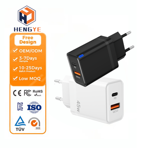 Doble Puerto A + C GaN 45W carga rápida del teléfono UE Reino Unido enchufe CE RoHS PD tipo C QC3.0 <span class=keywords><strong>USB</strong></span> A Adaptador de viaje 45W cargador de pared - Product Image 1