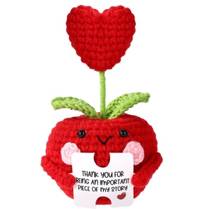 Pomme en Crochet Faite Main Positive avec Cœur – Poupée de Soutien Émotionnel et Positif avec Carte de Message – Cadeau Motivationnel et Décoration - Product Image 1