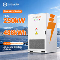 Système de stockage d'énergie LiFePO4 industriel et commercial, armoire de batterie solaire extérieure 250 kW 488 kWh pour alimentation de secours d'usine BESS