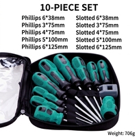 LXD Lot de 10 tournevis magnétiques Phillips et plats en CRV, kit d'outils de réparation et d'entretien domestique avec sac de rangement