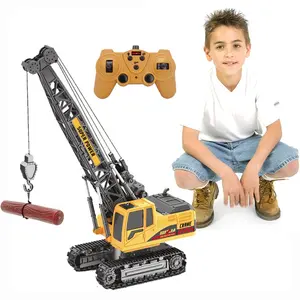 8CH 2.4GHZ RC grue sur chenilles en alliage rc modèle grue avec lumière son télécommande jouets pour enfants adultes