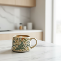 Tasse à café en céramique vintage faite à la main, édition limitée, motif floral saisonnier classique, cadeaux d'affaires transfrontaliers