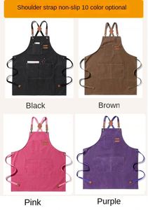 Delantal de trabajo de algodón grueso para manicura, barbacoa, cocina y uso doméstico, para comercio exterior - Product Image 6