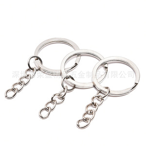 Stainless Steel Metal <b>Key</b> <b>Rings</b> With 4 Section Polished Chain <b>Key</b> Accessories Fashion Hard Wearing Shenzhen Origin - Product Image 1