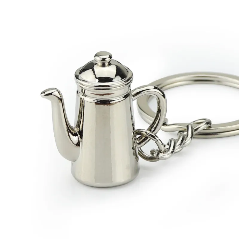 Creative 3D Coffee Machine Series Keychain Mini Moka Pot Metal Key Holder Coffee-Cup Appliance Keyring Packbag Clothing Pendant