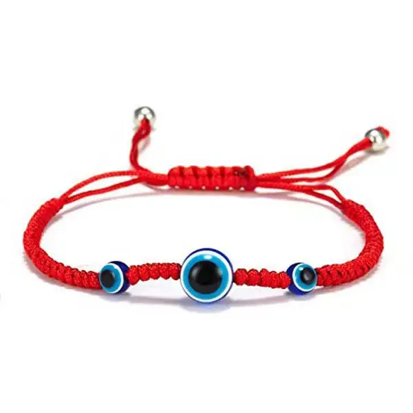 Bajo MOQ hecho a mano tejido Lucky Red String Blue Eye Demon Eye Beads Charm Bracelet para Mujeres Hombres