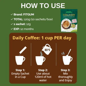 Toptan Fabrika Oem Paketleme L-Glutatyon Kolajen Chia Kahvesi Fitgum 20x Kolajen Chia Kahvesi Zayıflama Kahvesi Kolajenli - Product Image 6