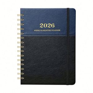 Agenda 2026 con espiral, papel A5, logotipo en lámina dorada, 80 hojas, diseño ecológico personalizable para oficina/escuela - Product Image 1