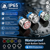 Interrupteur à bouton-poussoir LED 19 mm avec connecteur, interrupteur marin, bouton momentané LED 22 mm, bouton SS 19 mm