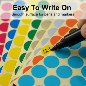 Tailles personnalisées : 1 cm, 2 cm, 3 cm ; étiquettes codées par couleur ; étiquettes rondes colorées inscriptibles ; autocollants ronds adhésifs. - Product Image 3