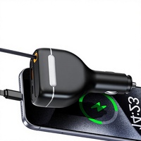 Pengisi Daya Mobil USB Type-C PD 96W yang Dapat Ditarik dengan Kabel Tahan Api 85CM untuk Ponsel, Laptop & Kamera