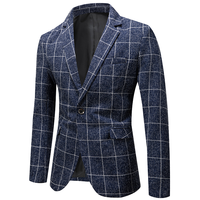Vente en gros transfrontalière Nouvelle collection Printemps-Automne Veste de costume pour homme à double boutonnage à carreaux, anti-rétrécissement et infroissable