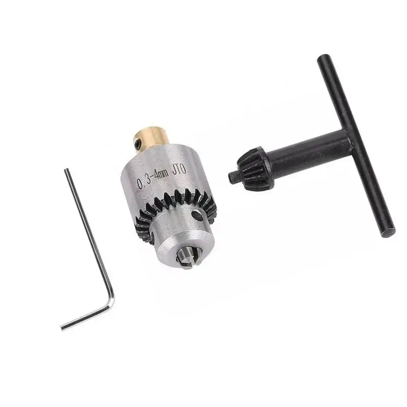 Llave portabrocas para torno eléctrico, herramienta con rango de sujeción de 0,3-4mm, cono montado con llave, brocas eléctricas de alta resistencia