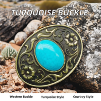Accessoire de ceinture personnalisé turquoise Ceinture de cowboy occidental en alliage de zinc pour boucle