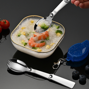 Xách Tay Tái Sử Dụng Có Thể Gập Lại Ráp Muỗng Bộ Trẻ Em Thép Không Gỉ 304 Spork Và Dforks Cho Du Lịch Ngoài Trời Cắm Trại - Product Image 3